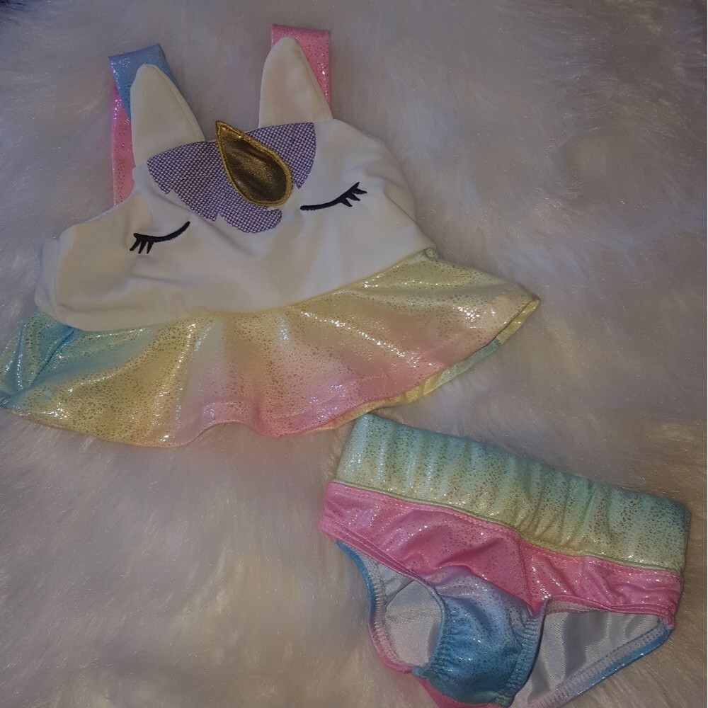 Baby girl 12-24m XS unicorn tankini set NEW